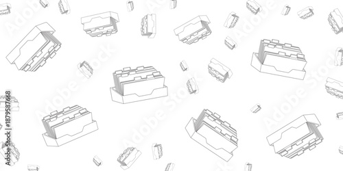 Seamless pattern of building blocks in a playful and creative design, perfect for children's themes