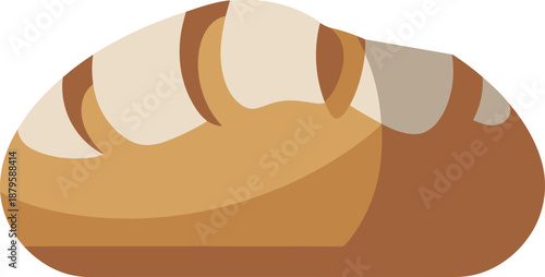 Vector Loaf of Bread with Scoring Marks, Simple Icon for Bakery and Food Industry