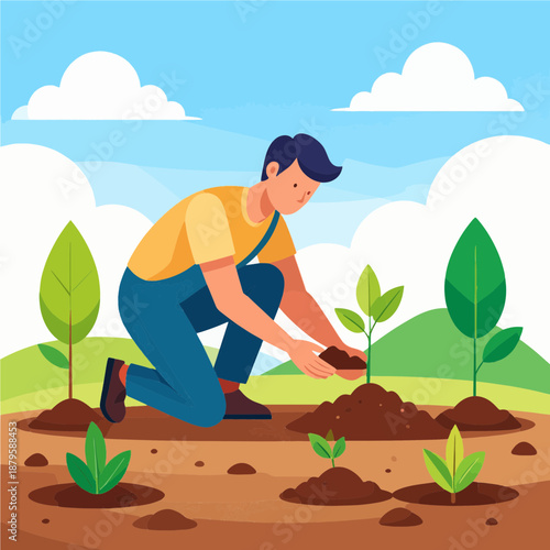 farmers growing crops in organic gardens