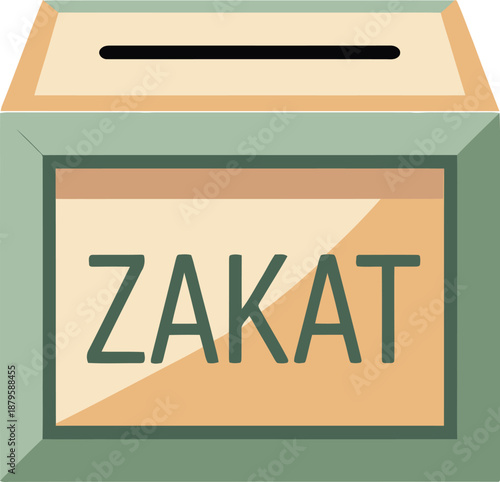 Zakat Donation Box with Slot Vector Illustration Islamic Charity Concept