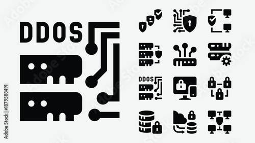 Network security and data protection icons set