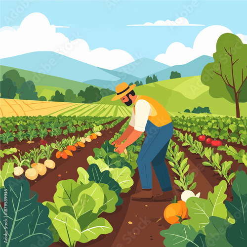 farmer in vegetable garden
