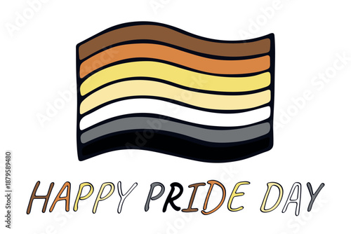 Colorful Bear brotherhood pride flag Happy pride day LGBTQ community Pride Month Vector hand drawn doodle for posters, stickers, logo, cards
