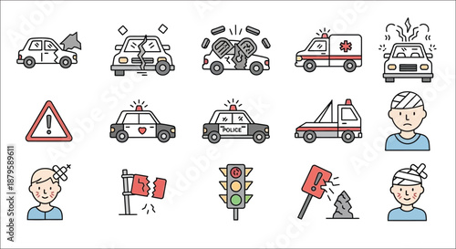 Emergency vehicles and accident scene illustrations high quality