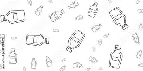 Seamless pattern of outline medical vials on a white background, medical background