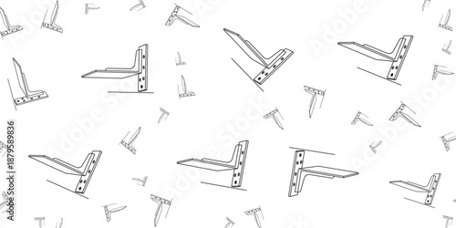 Seamless pattern of simple chair sketches on a white background, creative design