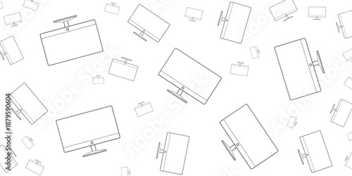Pattern of computer monitors in outline style with a white background