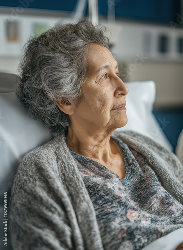 an older woman laying in a hospital bed 
