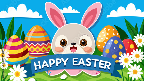 easter bunny with easter eggs