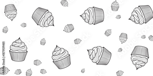 Sweet celebration A delightful pattern of frosted cupcakes perfect for any occasion