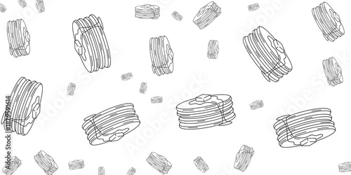 Aesthetic hand-drawn illustration of multiple crystals in a scattered pattern