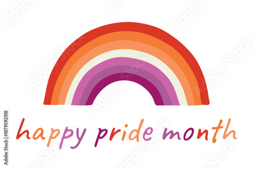 Colorful rainbow shape Lesbian pride flag Happy pride day LGBTQIA community Pride Month Vector hand drawn doodle for posters, stickers, logo, cards