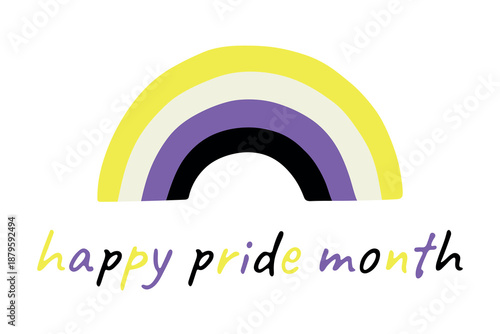 Colorful rainbow shape Non-binary pride flag Happy pride day LGBTQIA community Pride Month Vector hand drawn doodle for posters, stickers, logo, cards