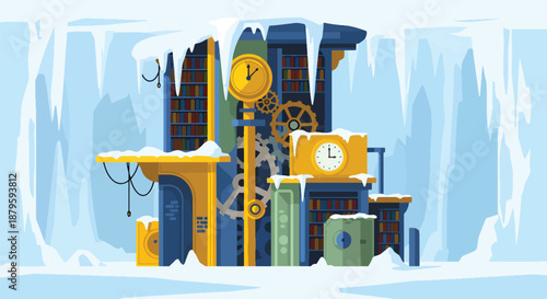 Clockwork Machinery Industrial Scene.