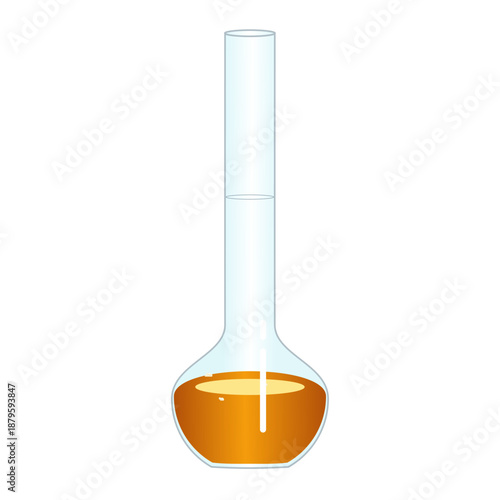 Volumetric Flask With Orange Liquid Illustration