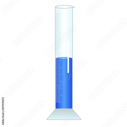 Graduated Cylinder with Blue Liquid for Science Education
