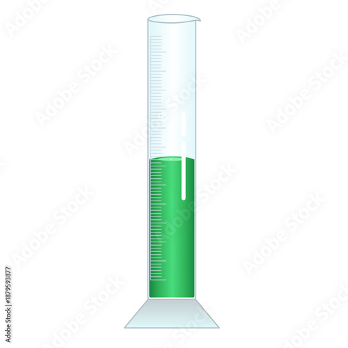 Graduated Cylinder With Green Liquid Illustration