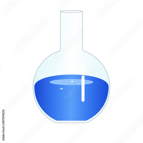 Laboratory Flask with Blue Liquid Solution Vector