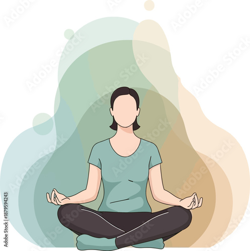 Wallpaper Mural Serene woman meditating in a peaceful environment with a calming background Torontodigital.ca