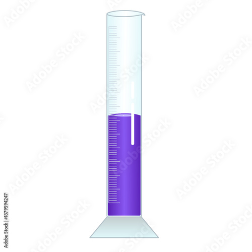 Laboratory Graduated Cylinder with Purple Liquid Vector
