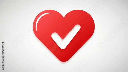 Red Heart with White Check Mark - Health and Wellness Symbol