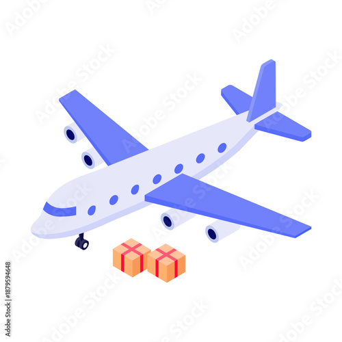 An isometric style icon of delivery truck