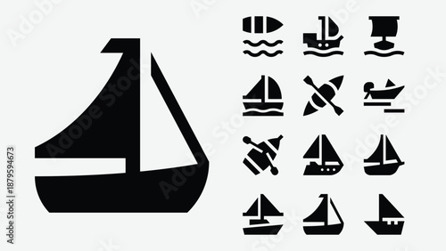 Boat and water transport icons set