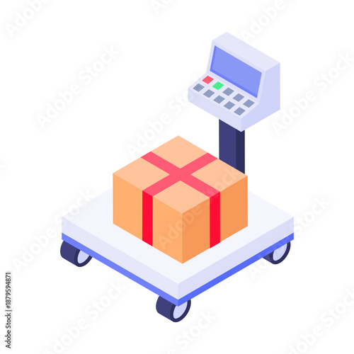 An isometric style icon of delivery truck