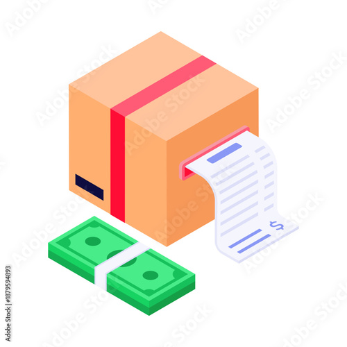 An isometric style icon of delivery truck