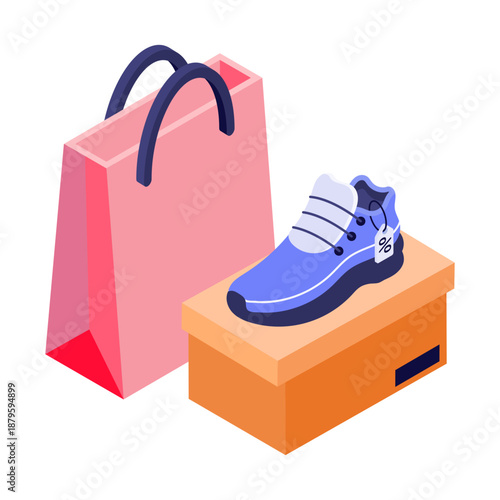 An isometric style icon of delivery truck