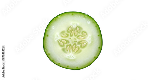 Fényképezés Freshness unveiled: a backlit cross-section of a cucumber radiating vitality and