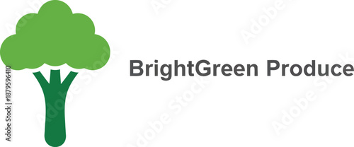 BrightGreen Produce Fresh Broccoli Logo Vector Illustration

