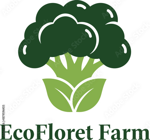 EcoFloret Farm Organic Broccoli Logo Vector Illustration
