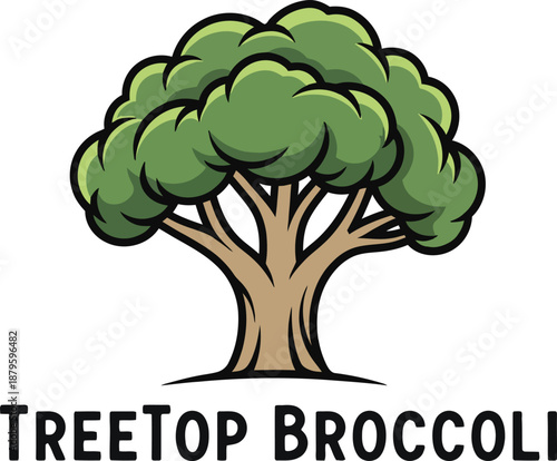 Treetop Broccoli Organic Farm Logo Vector Illustration
