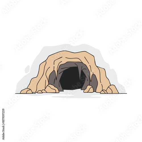 Mysterious Cave Entrance Illustration