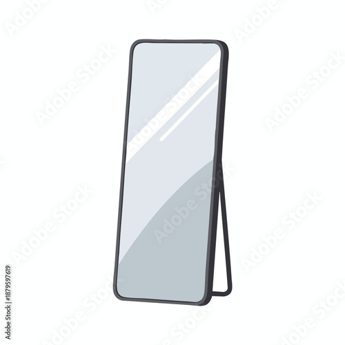 Standing Mirror Isolated on White Background