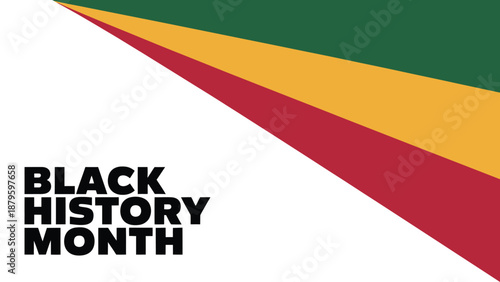  black history month minimalist graphic design with diagonal pan african color stripes symbolizing african american heritage, culture, pride, diversity and equality on white background