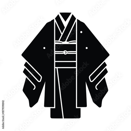 Japanese traditional kimono haori jacket vector illustration, oriental cultural garment icon