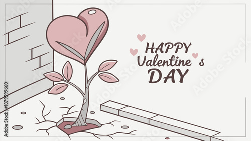 Heartfelt Valentine's Day illustration with growing love