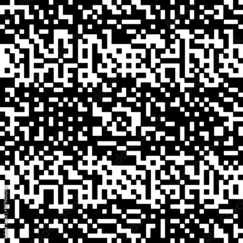 Abstract Geometric Pixel-Grid Pattern, Squared Halftone Structures with Interconnected Digital Elements on Transparent Background