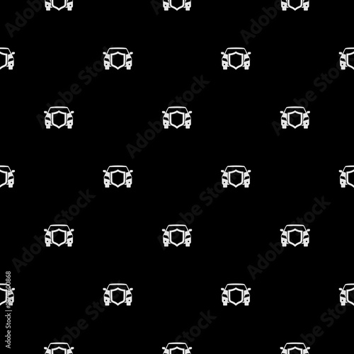 Car with shield seamless pattern isolated on black background