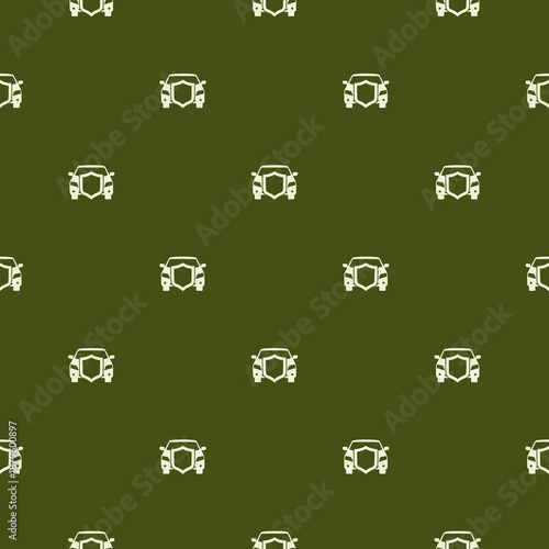 Car with shield seamless pattern isolated on color background