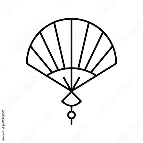 Minimalist Traditional Asian Folding Hand Fan Icon Symbolizing Cultural Elegance and Graceful Movement, a Concept of Classic Design and Aesthetic Appeal