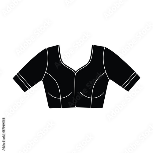 Traditional Indian saree blouse (Choli) vector illustration, ethnic fashion garment icon