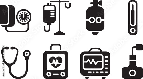 Medical equipment icons set