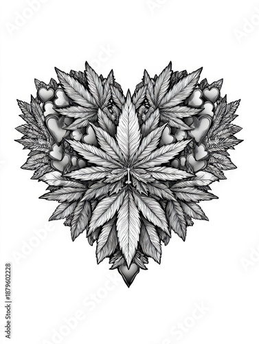 Cannabis Leaf Mandala Line Art – AI Generative