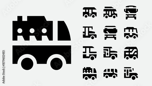 Bus and public transport icons set