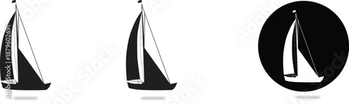 Set of minimalist sailboat icons simple black and white vector graphics for marine or travel themes icons