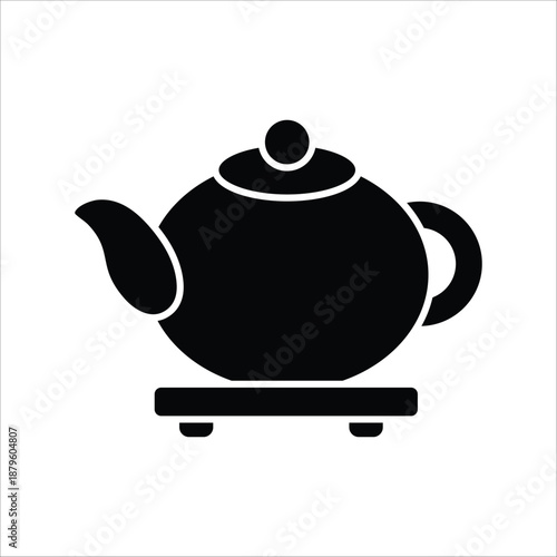 Concept of comfort and relaxation depicted with a minimalist black teapot icon, symbolizing hot beverages, warm drinks, and the soothing ritual of tea preparation