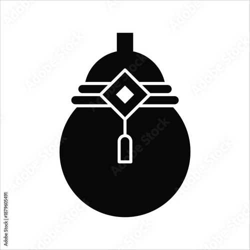 Stylized black silhouette icon depicting a traditional decorative calabash gourd flask, symbolizing ancient customs, beverage storage, and cultural elegance